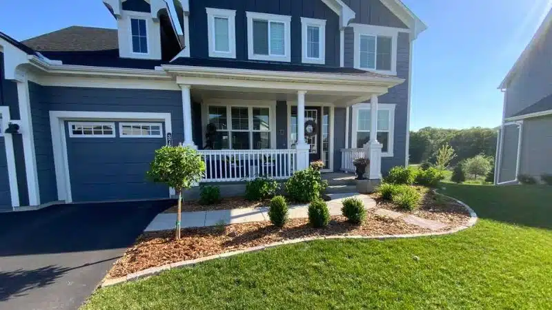 a house with a lawn and a lawn