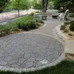 a stone patio in a park