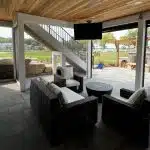 a room with a couch and a television