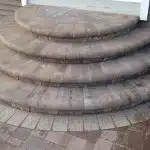 a circular steps outside a house