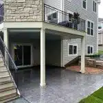 a house with a patio and stairs